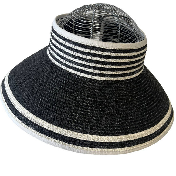 Vintage Y2K Magid Packable Women's Roll Up Wide Brim Sun Visor Two Tone Hat - Picture 3 of 7